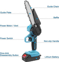 Mini Fierastrau Electric 24V cu Lant 6 inch si 2 Acumulatori 2000 mAh - imagine 4