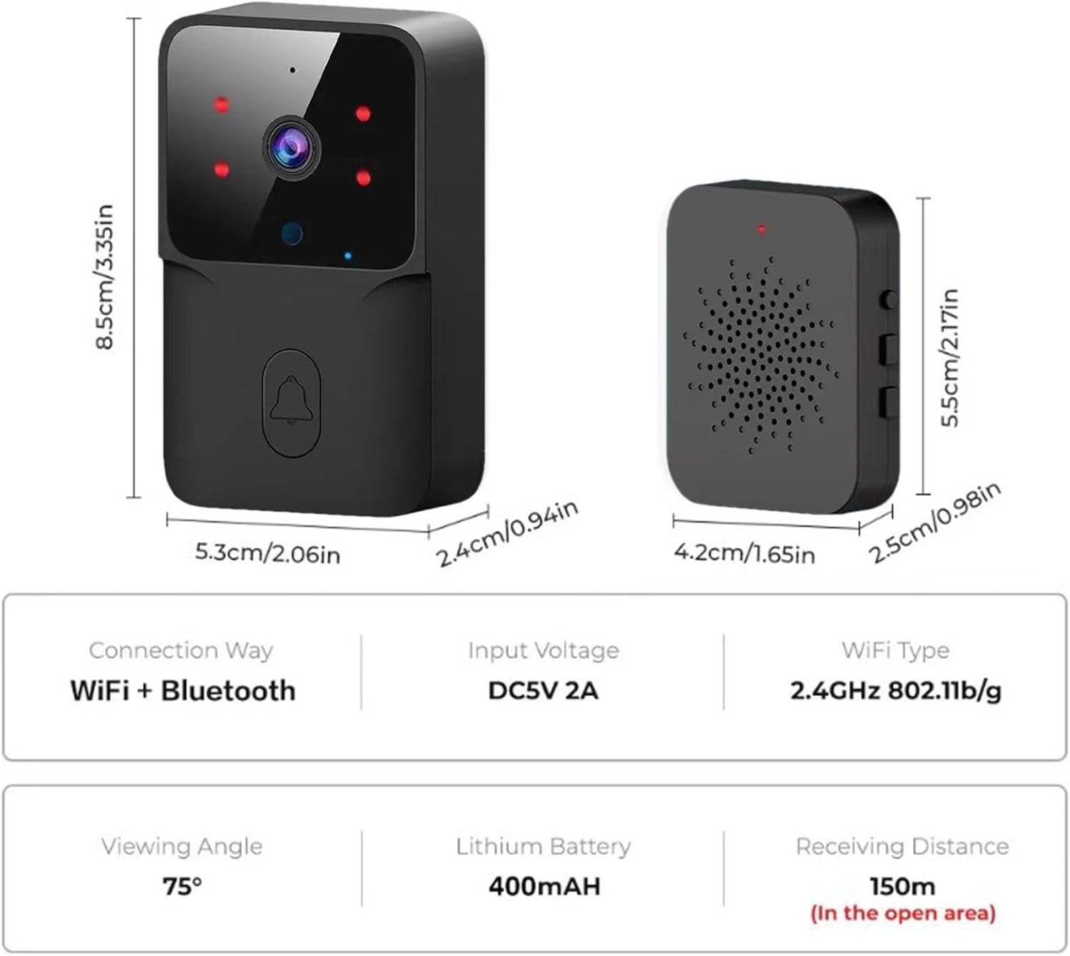 Sonerie Video Smart, Camera Supraveghere WiFi, Night Vision, Audio Bidirectional, Control Aplicatie Android/iOS