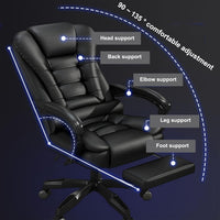 Scaun de Birou Ergonomic Directorial, Piele Ecologică, Recliner și Suport pentru Picioare - imagine 8