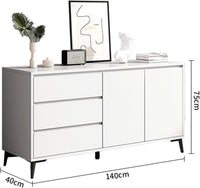 Comoda moderna si simpla cu 3 sertare si 2 usi, MDF, 140x40x75cm - imagine 12
