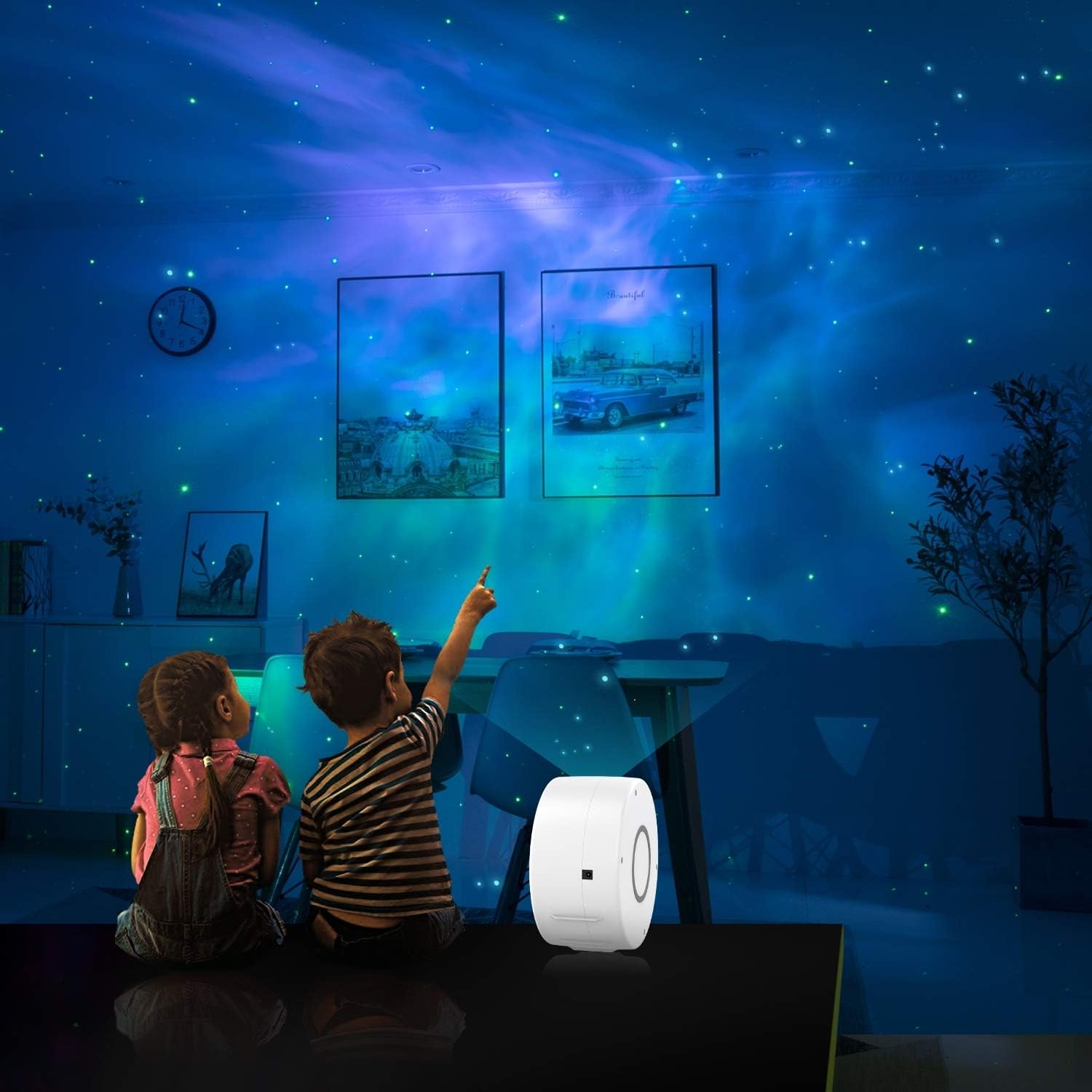 Proiector de stele LED 3D Aurora, Lampa de veghe pentru copii, Telecomanda