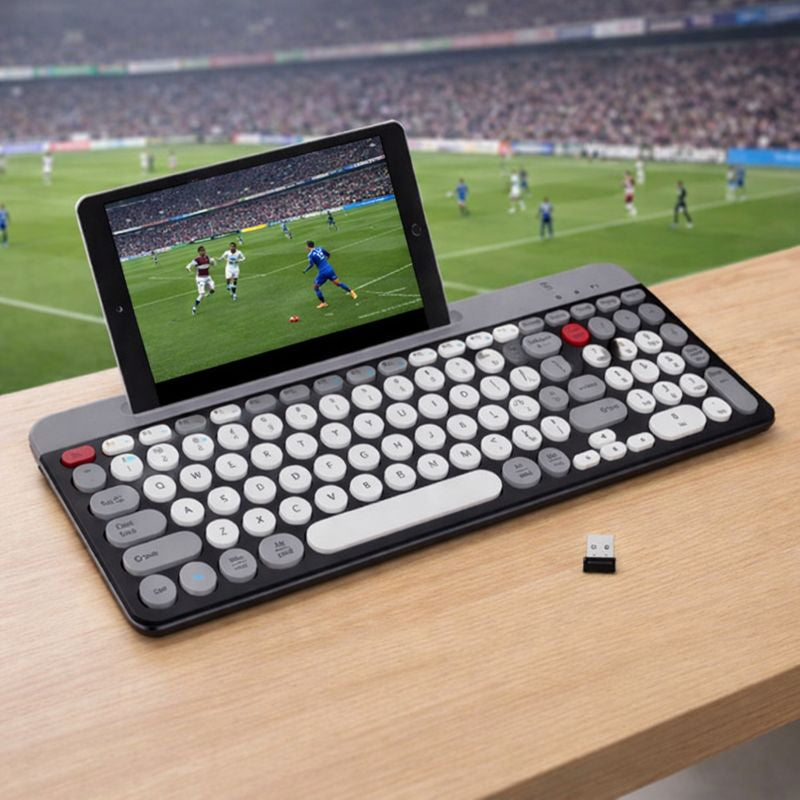 Tastatura wireless Bluetooth QK8066 cu suport integrat pentru telefon saui tableta