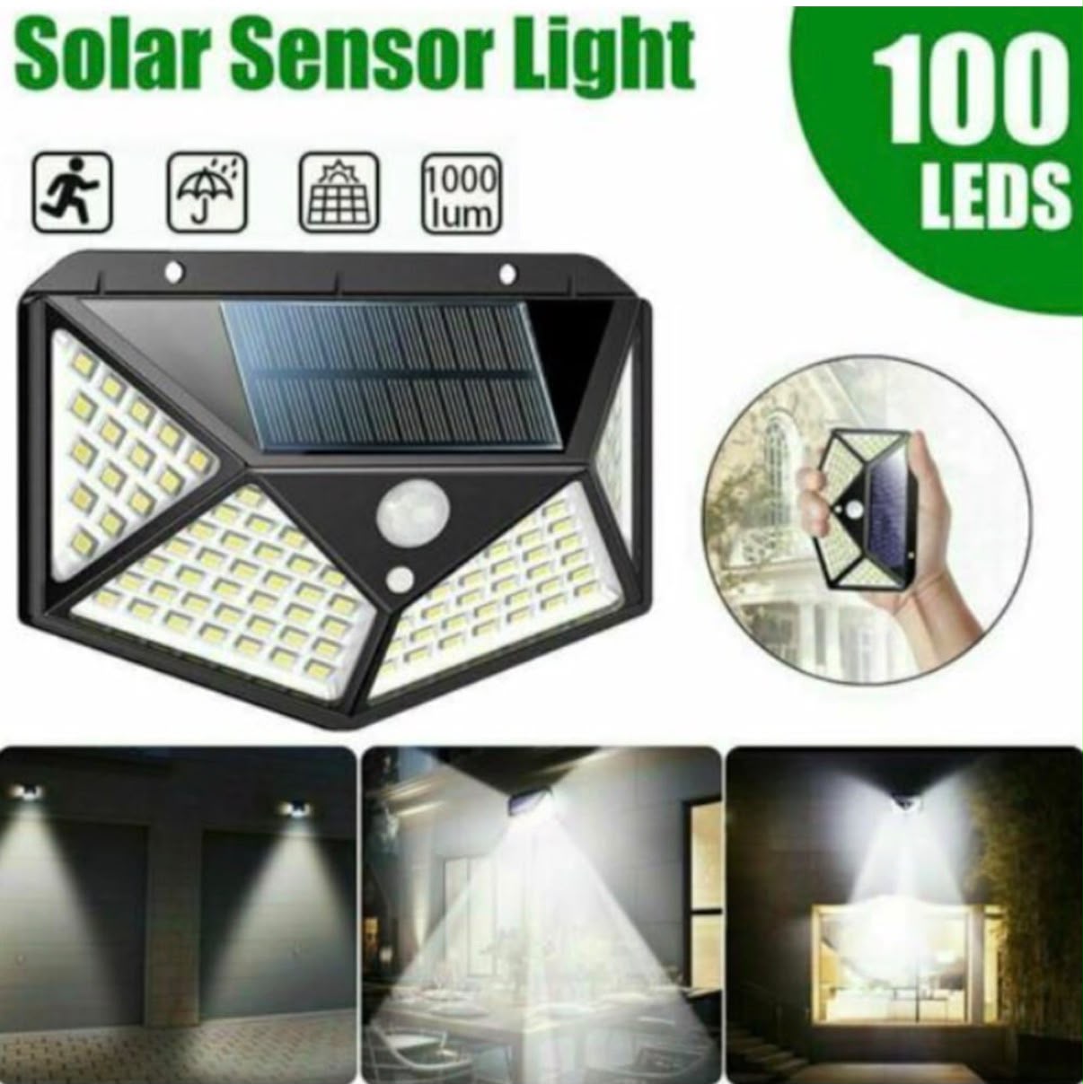 Set 4 Lampi Solare 100LED cu Senzor de Miscare Iluminare Exterior Waterproof - detaliu produs