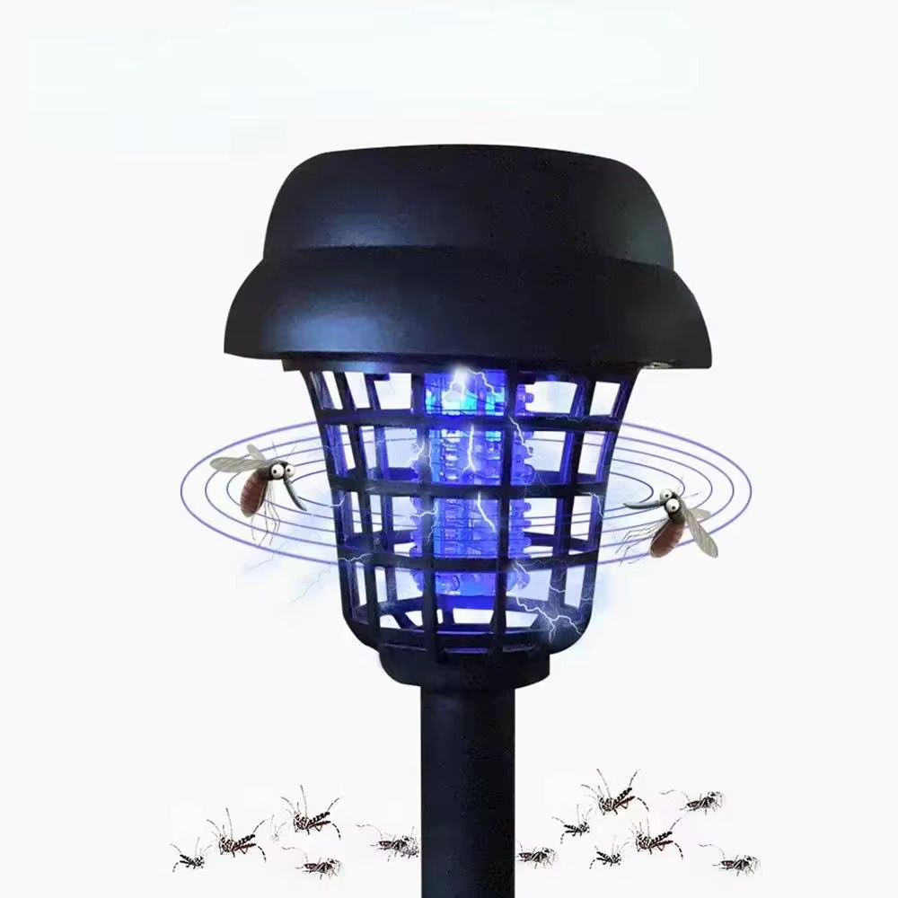 Set 2 Lampi solare LED si capcana pentru insecte, senzor de lumina, grila de siguranta, buton Off/On1/On2, 600 mAh