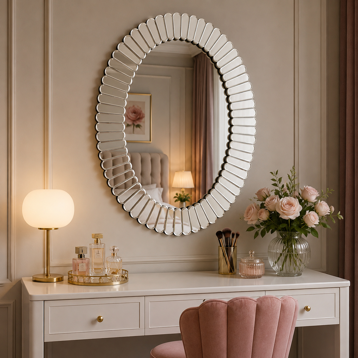 Oglinda decorativa ovala, diametru 74x58 cm, rama segmentata