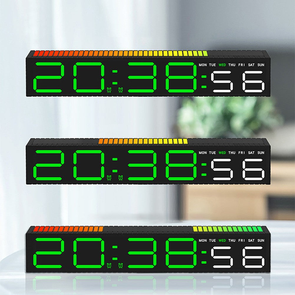 Ceas Electronic LED cu 2 Moduri de Afișare 9 Culori si Functie Pickup Reactiva la Sunet