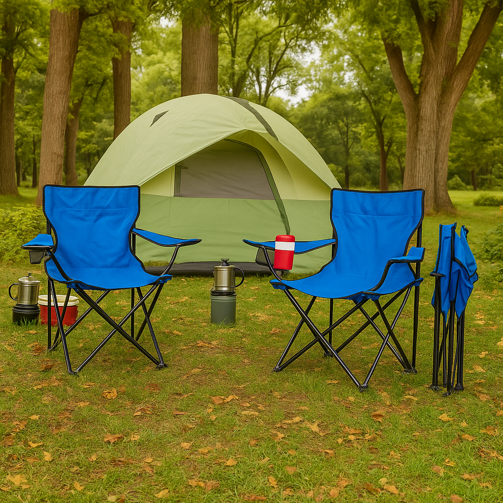 Set 2 scaune camping pliabile cu suport pahar si husa de transport, pentru camping, plaja, pescuit sau gradina, 50 x 50 x 80 cm