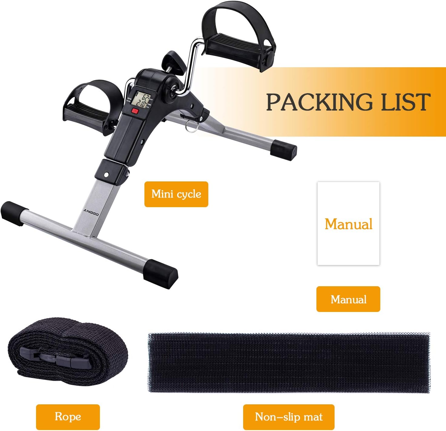 Mini bicicleta de antrenament pentru maini si picioare, inaltime reglabila, afisaj LCD, 100kg, negru