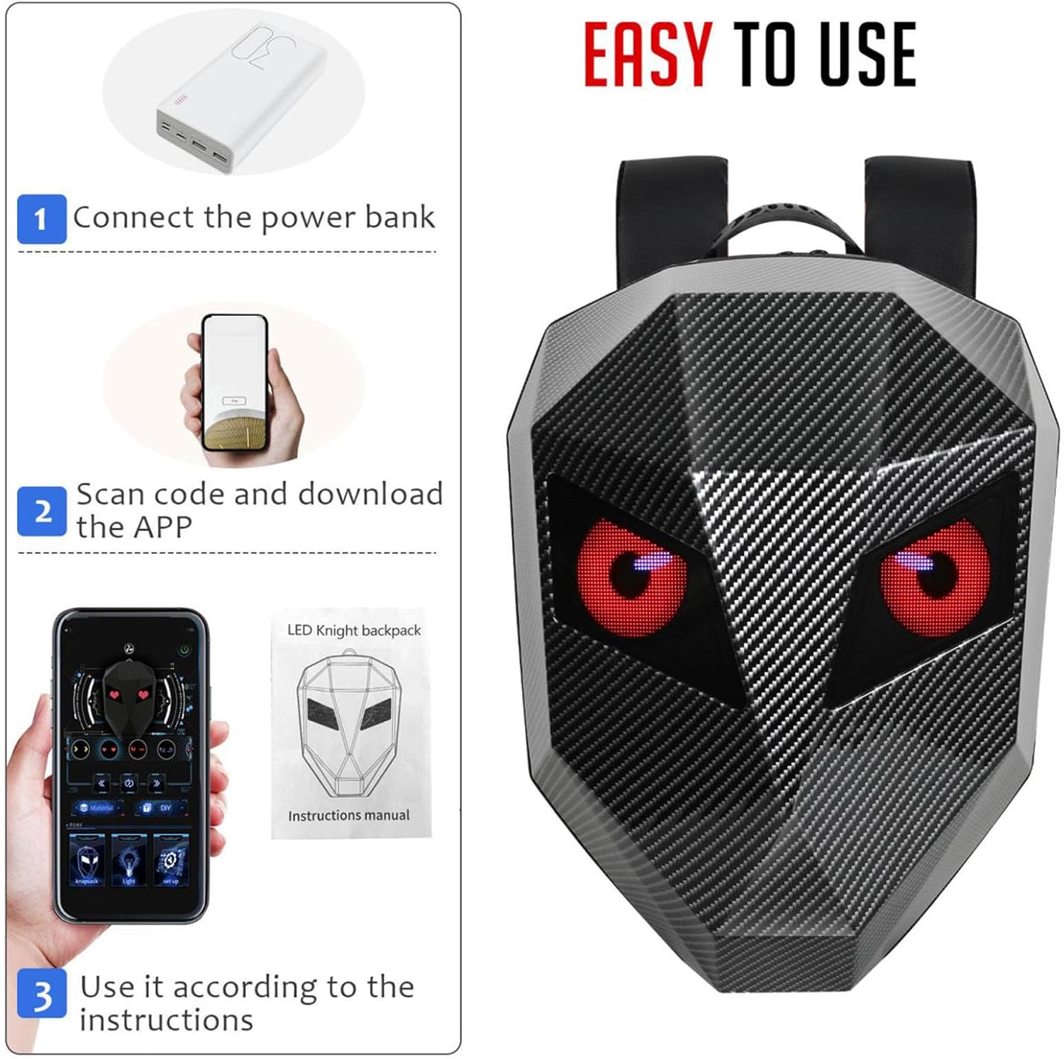 Rucsac moto Led, impermeabil, compartiment laptop 15.6, extensie pentru casca