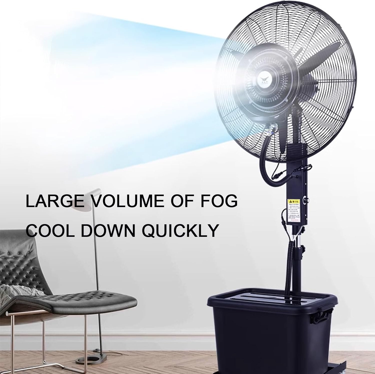 Ventilator industrial cu rezervor apa 40 litri, diametru 55cm, putere 230W – 3 trepte