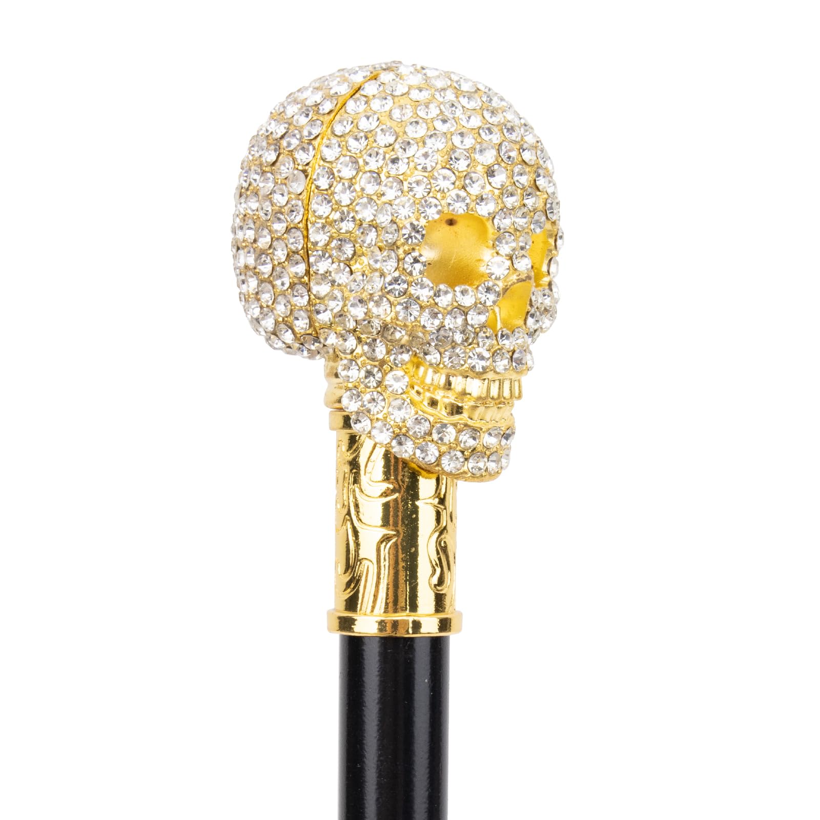 Baston de mers la moda cu cap de craniu auriu, 90 CM