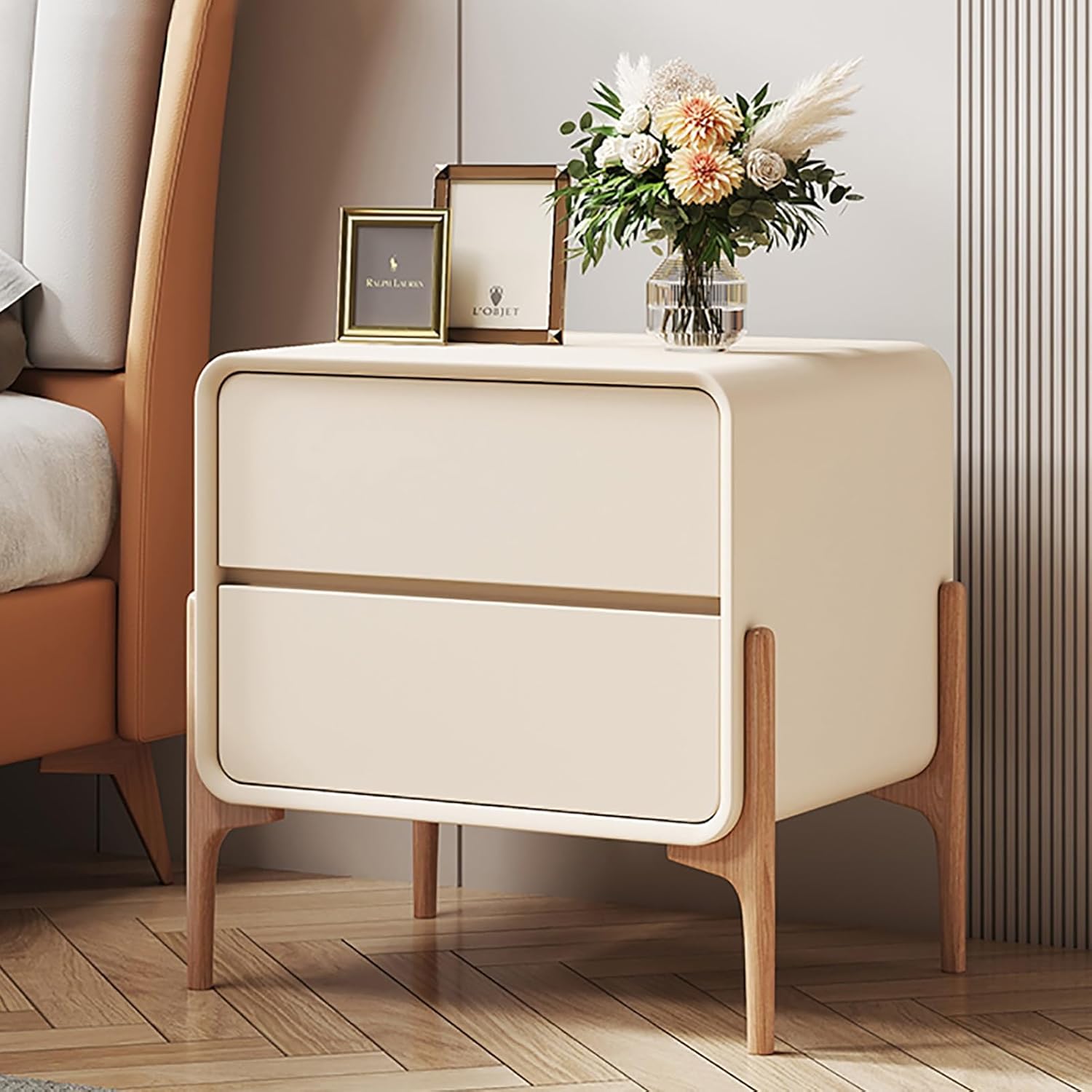 RESIGILAT - Noptiera moderna cu linii rotunjite si 2 sertare, 50x40x50cm