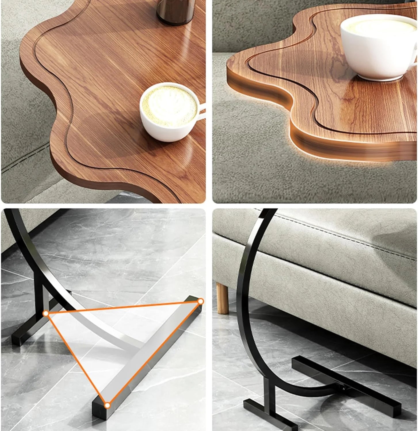 RESIGILAT - Masa rotunda în forma de "C", pentru laptop sau cafea în stil modern minimalist 25x30x60cm