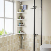 Etajera colt pentru baie si dus, 4 sau 5 rafturi, inaltime reglabila 320 cm, montare pe colt - imagine 2