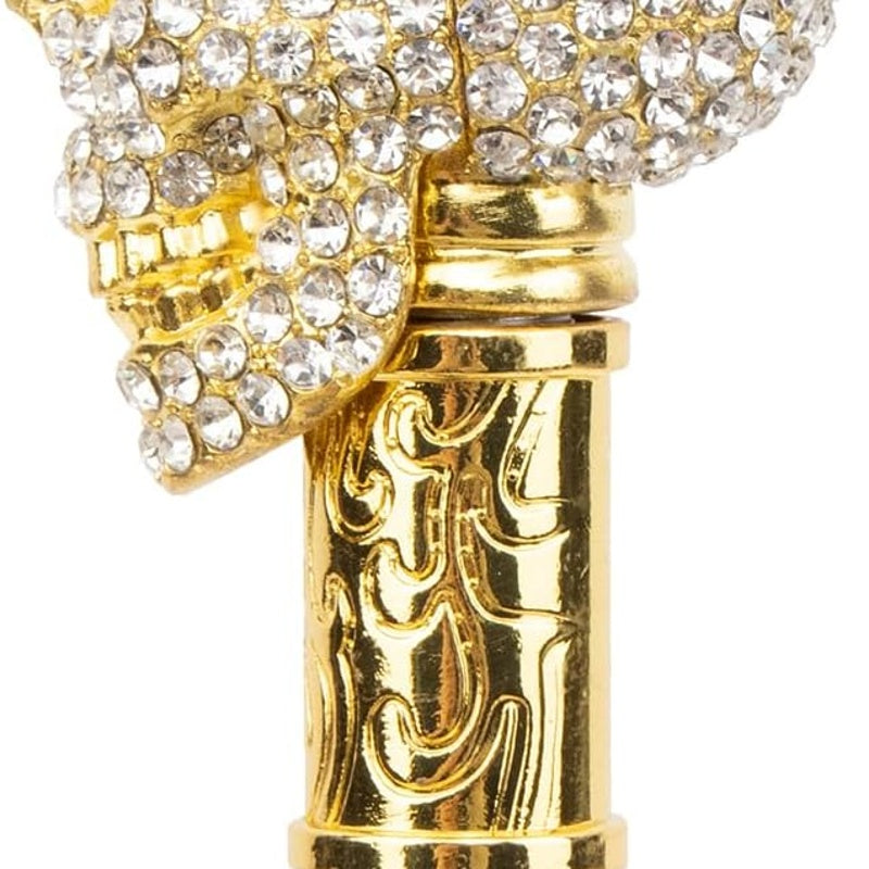 Baston de mers la moda cu cap de craniu auriu, 90 CM