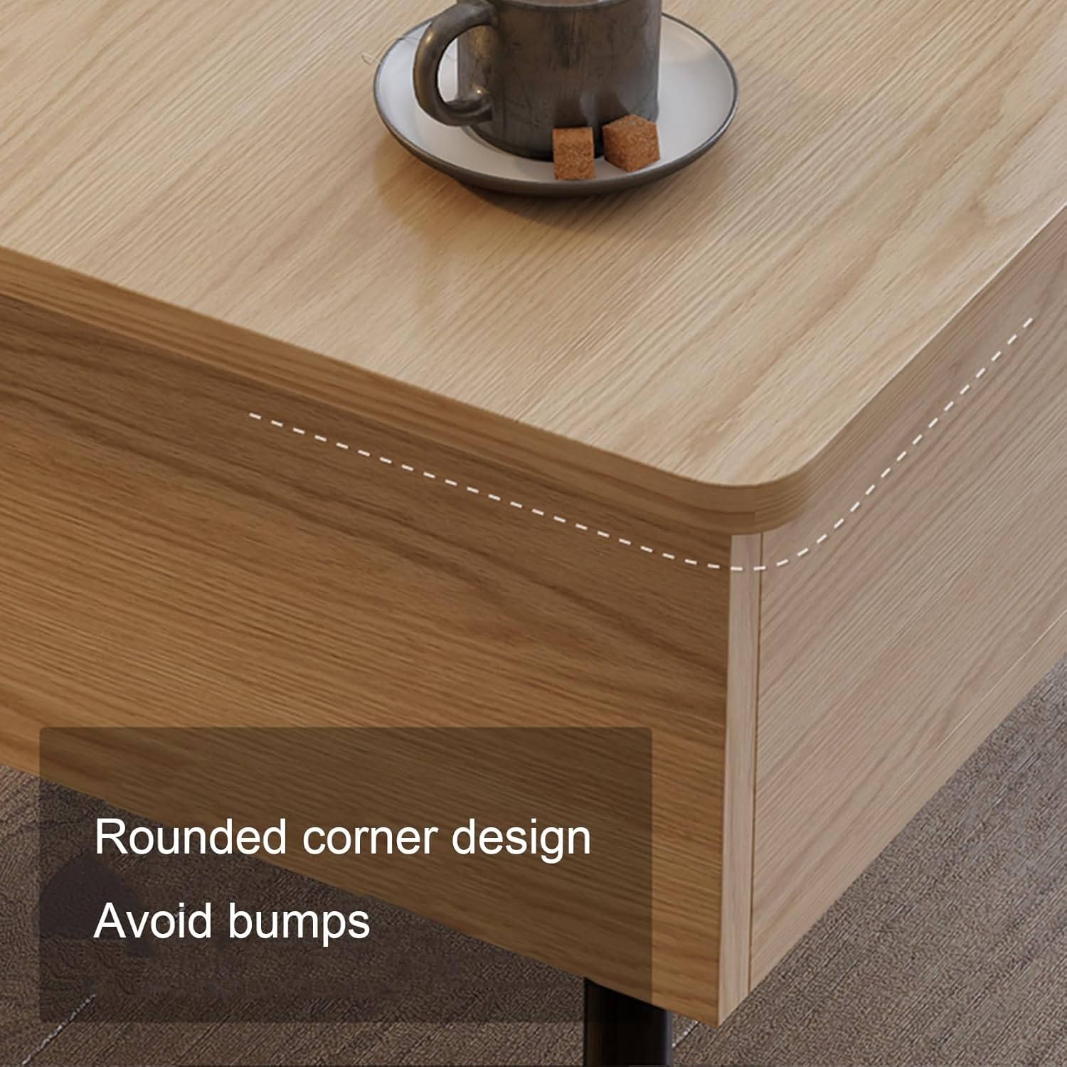 Masuta de cafea cu blat rabatabil, spatiu de depozitare si roti pivotante, 55x55x48cm