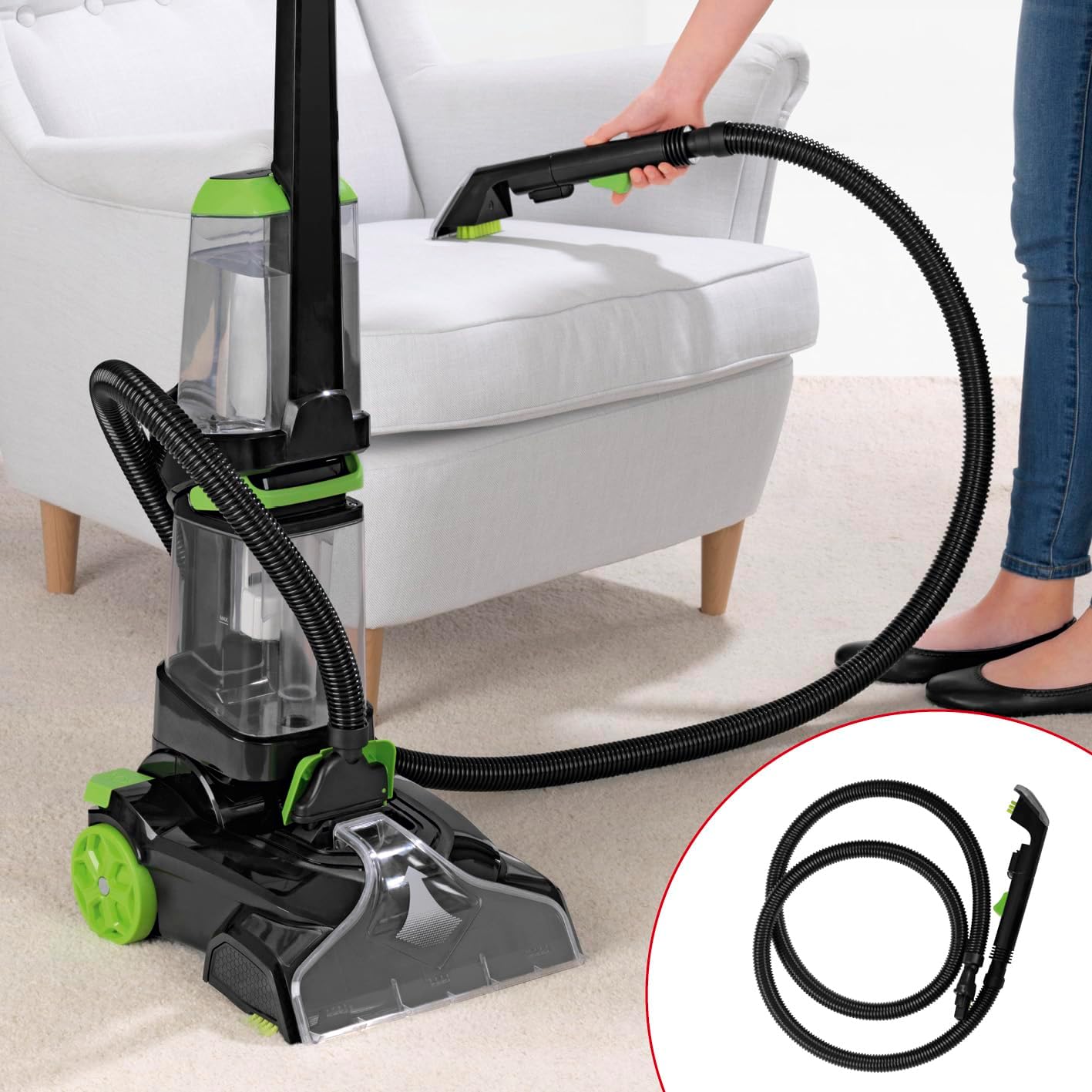 Aspirator Vertical 3 in 1 cu Spalare Injectie Apa si Abur 1200W – Fara Sac, 4L+4L, Silentios 36dB