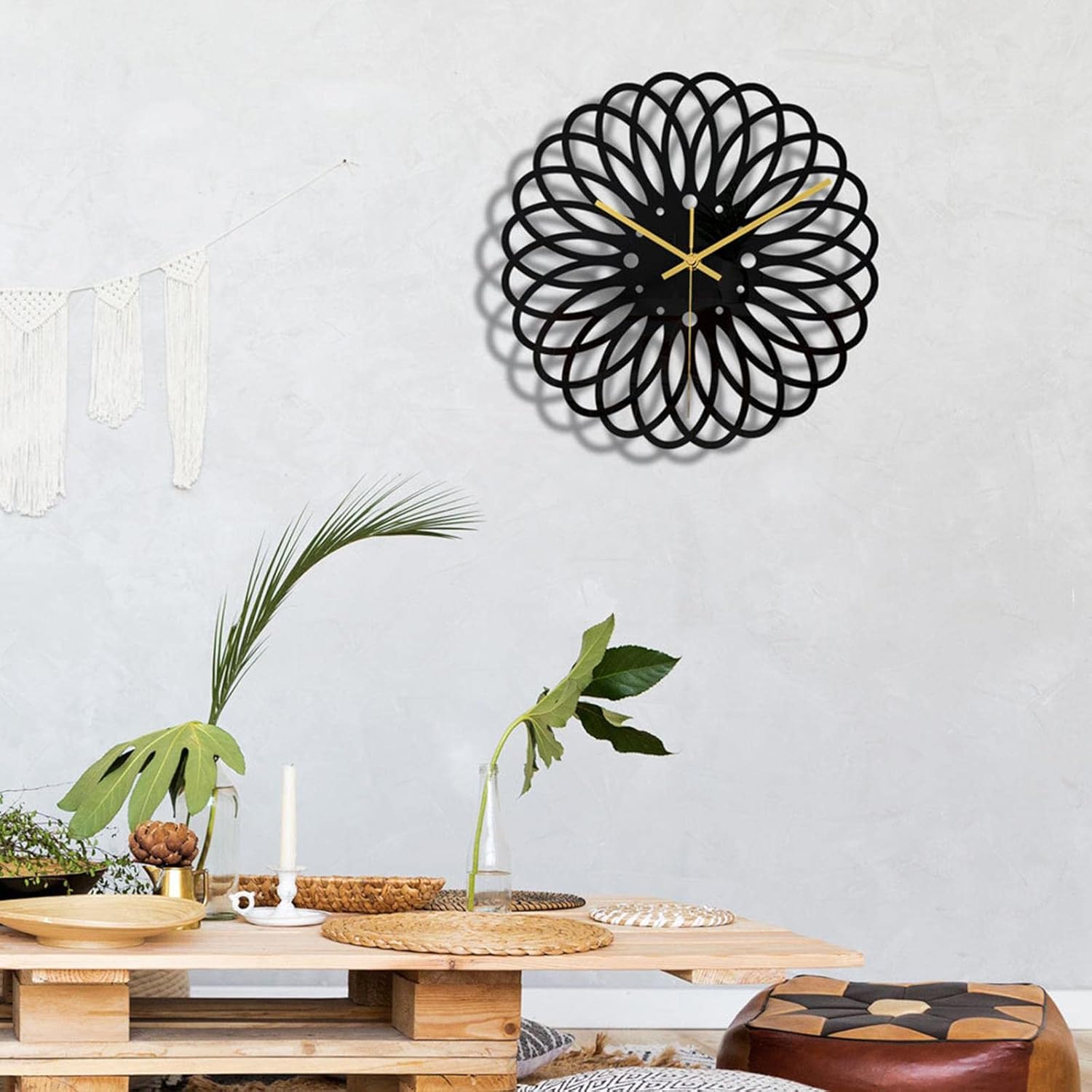 Ceas de perete 30 cm design geometric 3D modern silentios culoare neagra