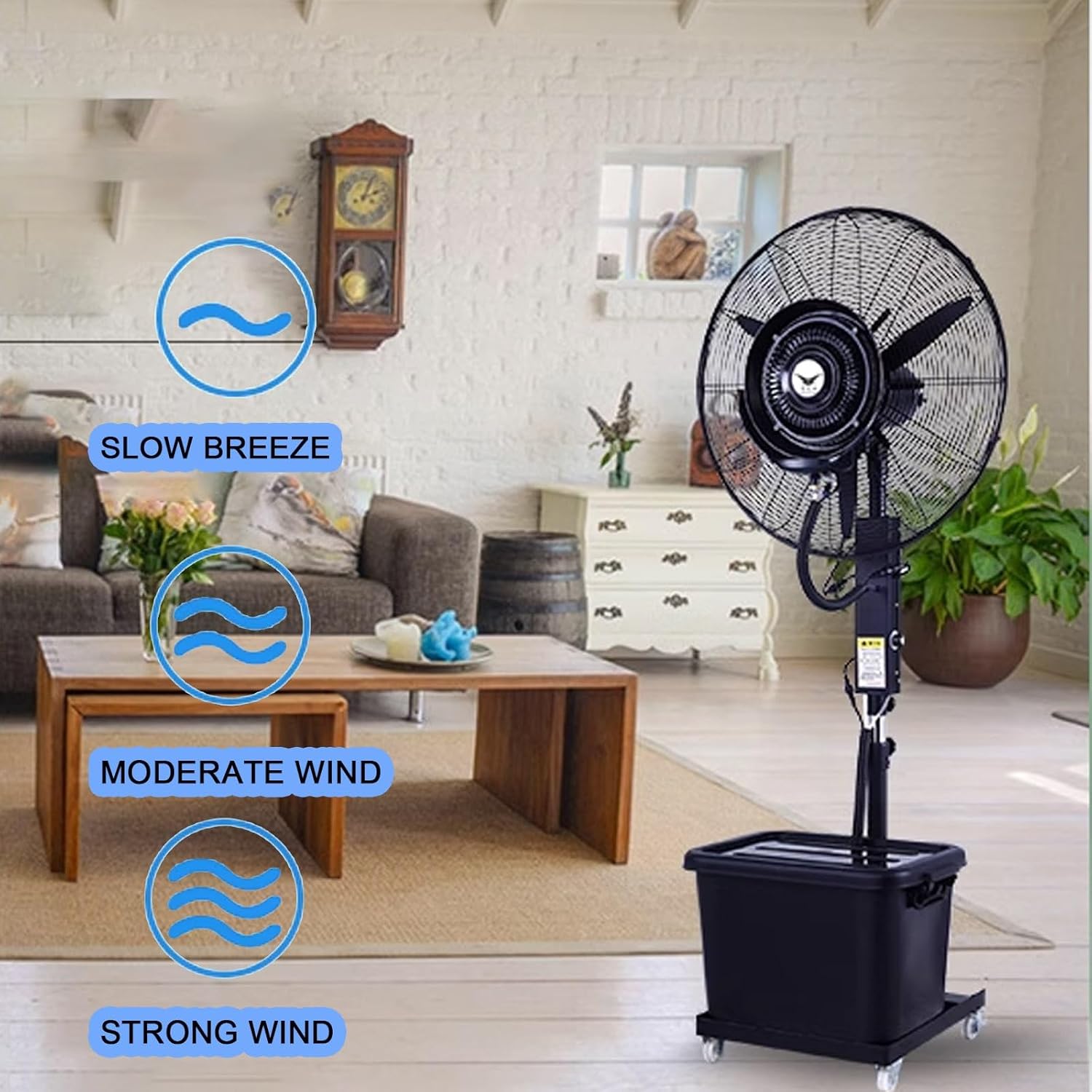 Ventilator industrial cu rezervor apa 40 litri, diametru 55cm, putere 230W – 3 trepte