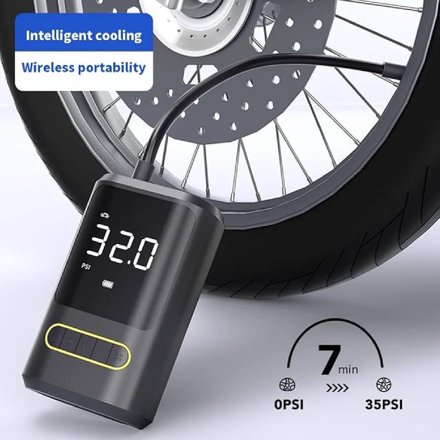 Pompa aer auto electrica, afisaj digital LCD, Lanterna LED, Portabila, Reincarcare USB C, baterie 4000 mAh, Manometru digital, 120 W, sundiguer, Negru