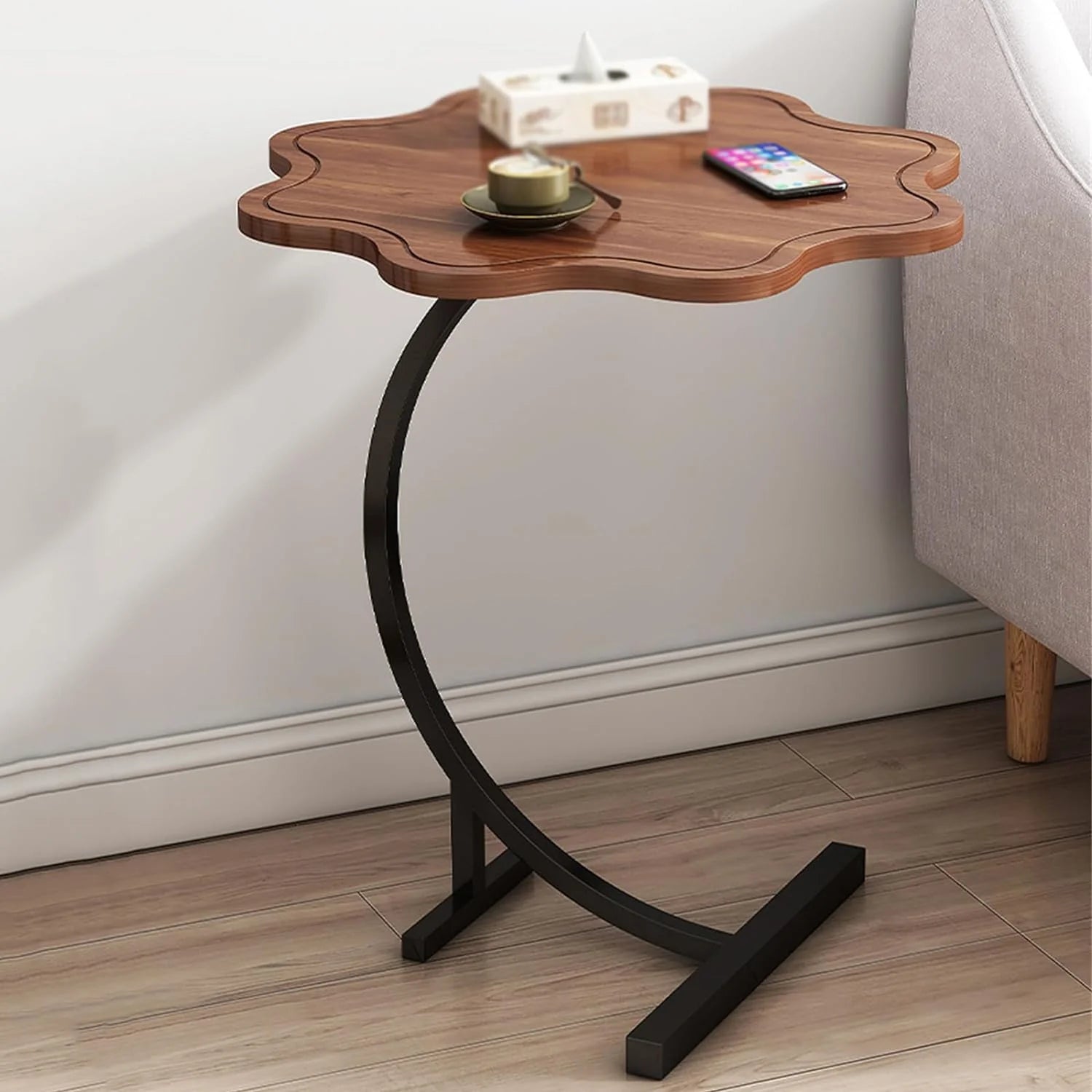 RESIGILAT - Masa rotunda în forma de "C", pentru laptop sau cafea în stil modern minimalist 25x30x60cm