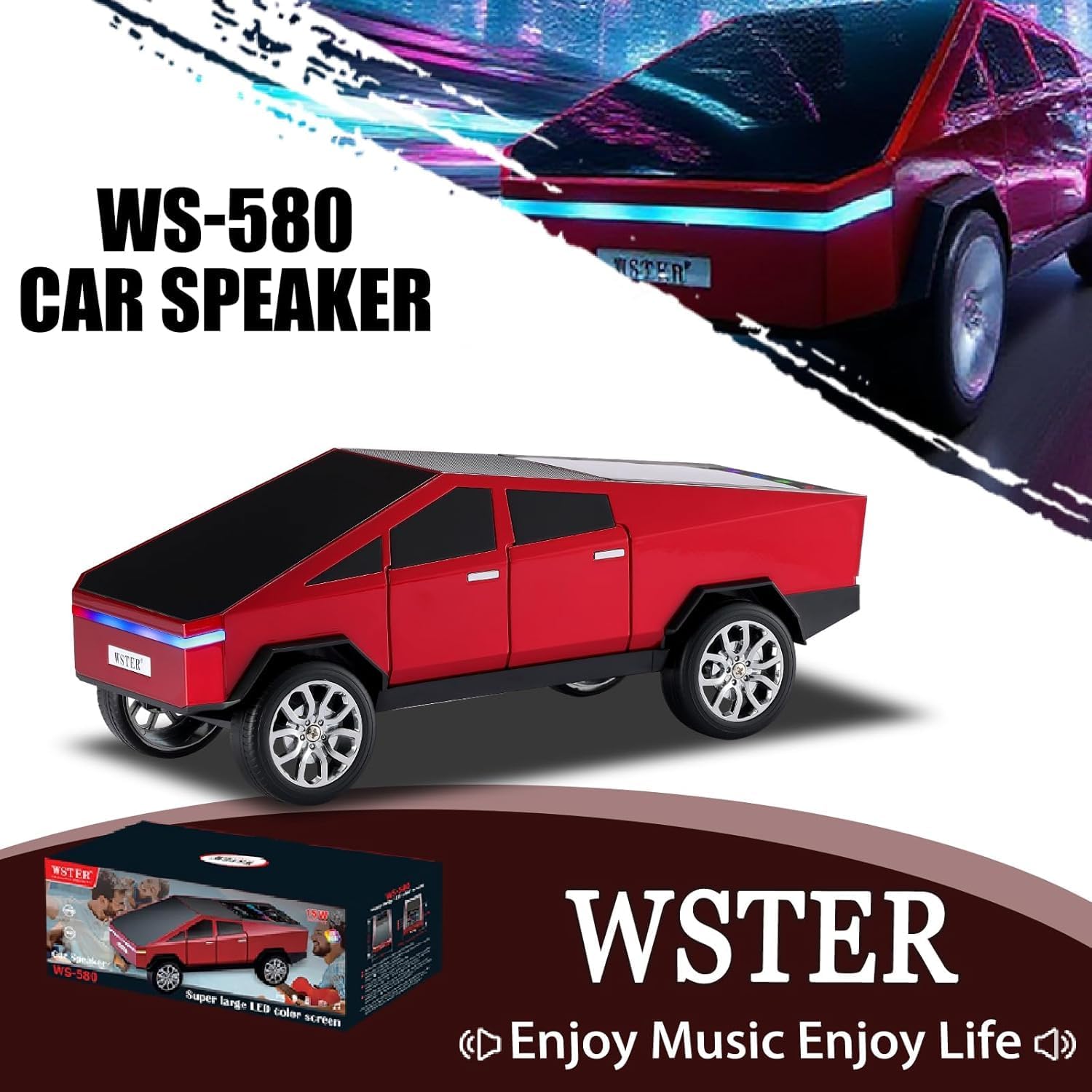 Boxa Portabila Cyber Truck Speaker Wireless TWS cu Sunet 3D si Design Futurist