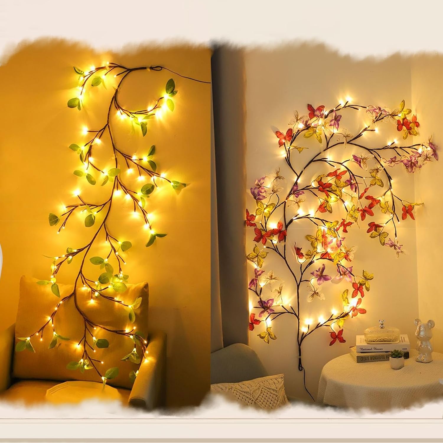 Ghirlanda luminoasa decorativa cu ramuri flexibile – 1.6 m, 72 LED-uri, telecomanda si alimentare USB