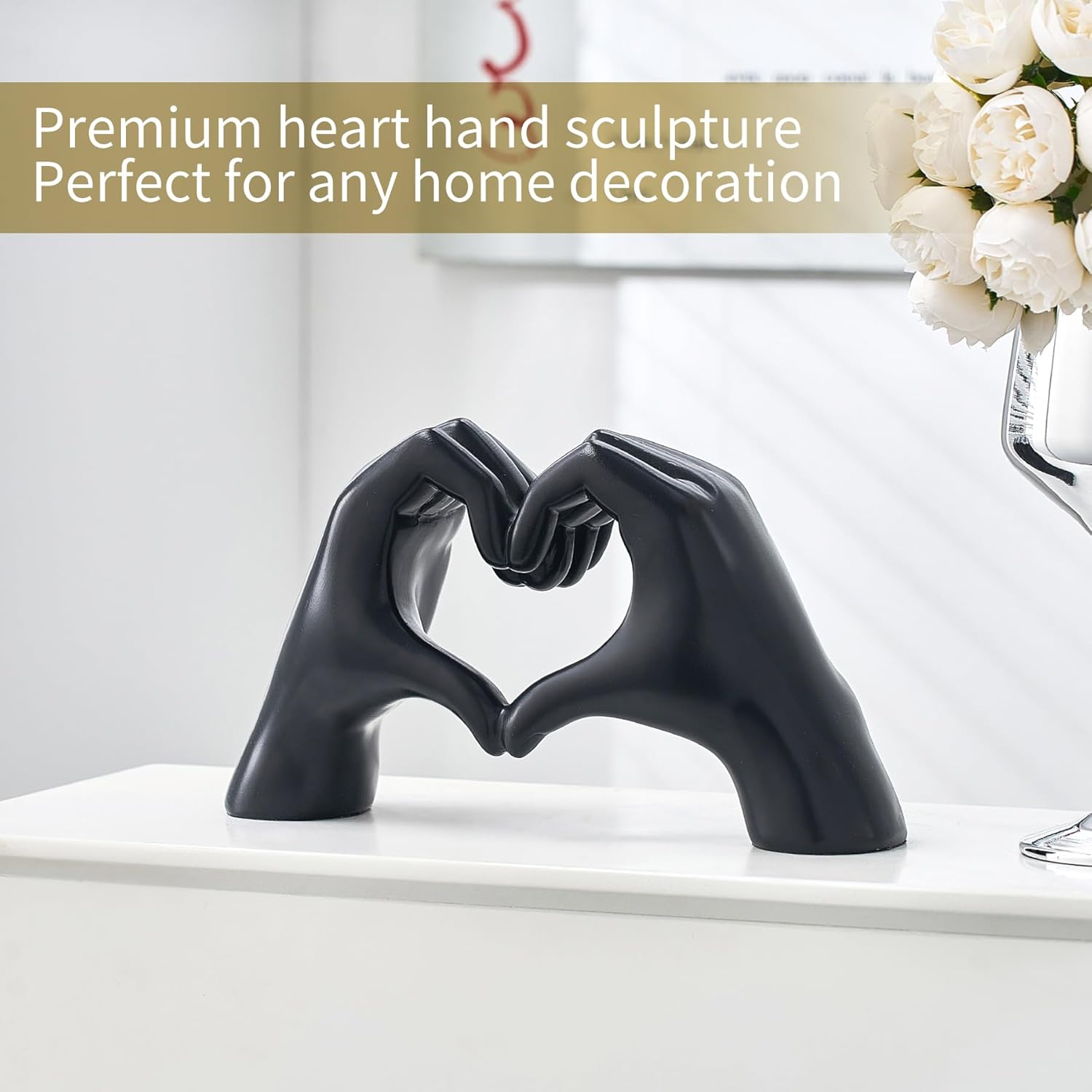 Decoratiune sculpturala maini in forma de inima – rasina – 25 x 8.5 x 15 cm