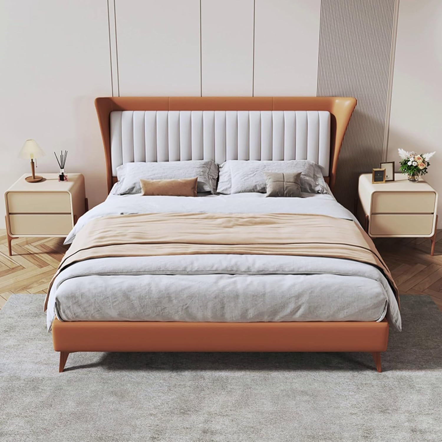 RESIGILAT - Noptiera moderna cu linii rotunjite si 2 sertare, 50x40x50cm