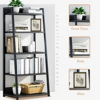 Biblioteca moderna tip scara, cadru metalic și blat MDF, 4 sau 5 rafturi - imagine 7
