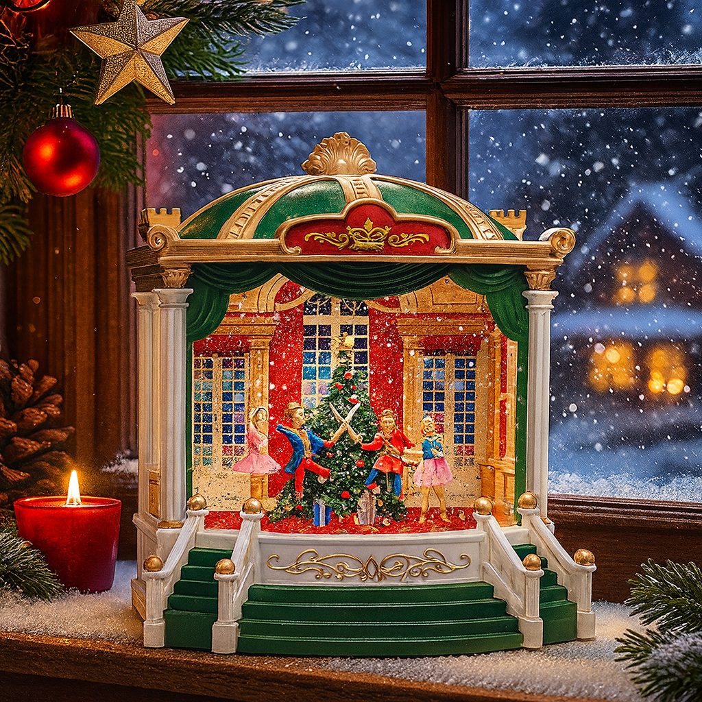 Glob de Zapada LED Scena Balet Spargatorul de Nuci – Decor Clasic cu Ninsoare, sunete si Lumini, 25x20x10 cm