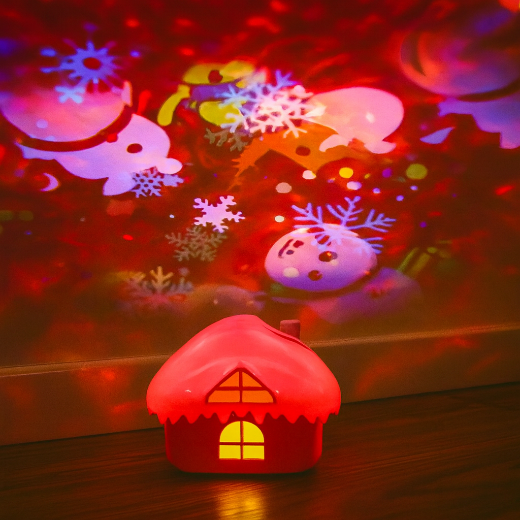 Proiector Craciun tip Casuta cu 5 Diapozitive Interschimbabile, USB