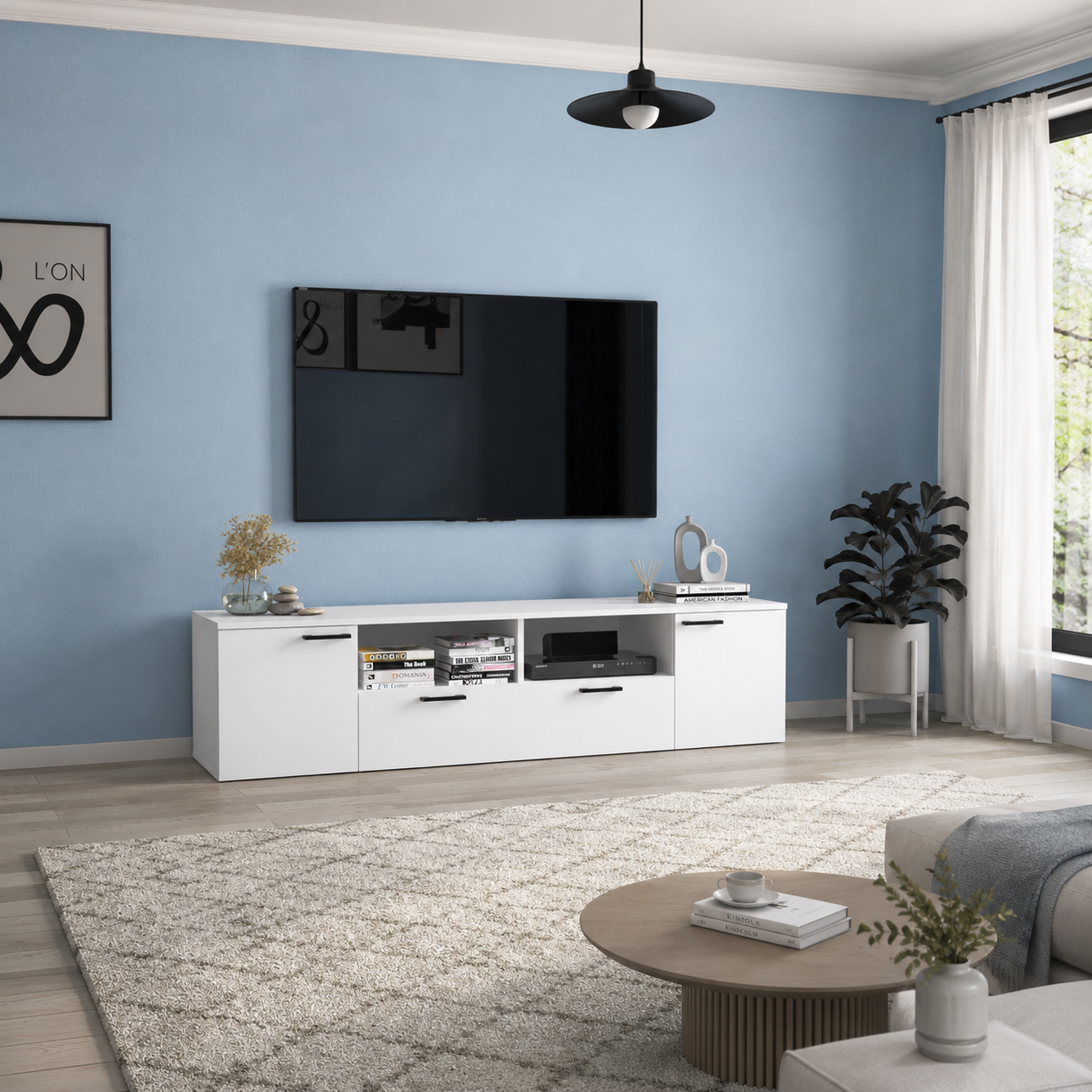 Comoda TV moderna din PAL 181,3x41x45,6 cm, pentru living