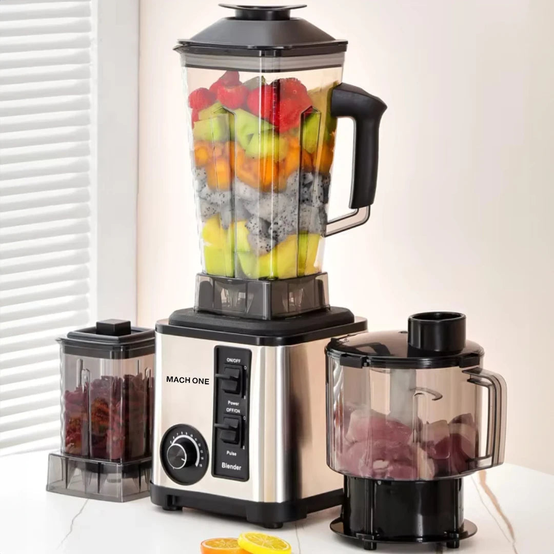 Robot de Bucatarie Multifunctional 6-în-1 Mach One BF-5052 – 3 Recipiente, Motor 9500W, 15 Trepte de Viteză, Blender + Tocator + Razatoare