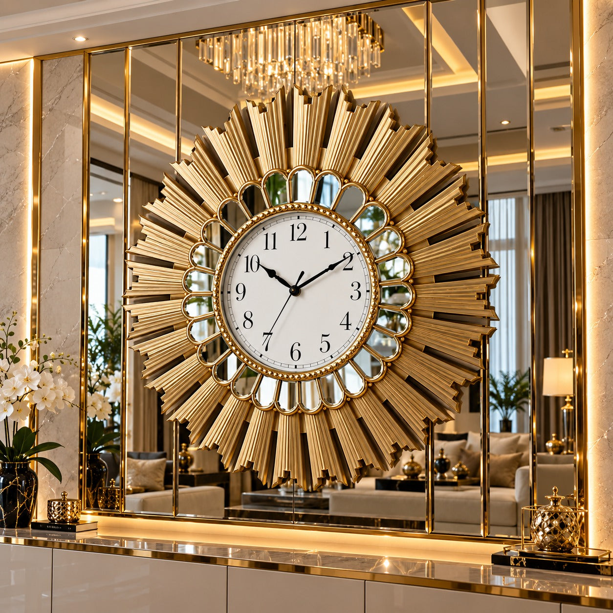 Ceas de Perete Decorativ Premium Design Elegant Mecanism Quartz 70 cm - imagine 2