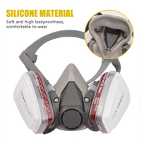 Masca de protectie cu ochelari pentru vopsit, gaze si praf, cu 2 filtre interschimbabile din bumbac KN95 - imagine 4