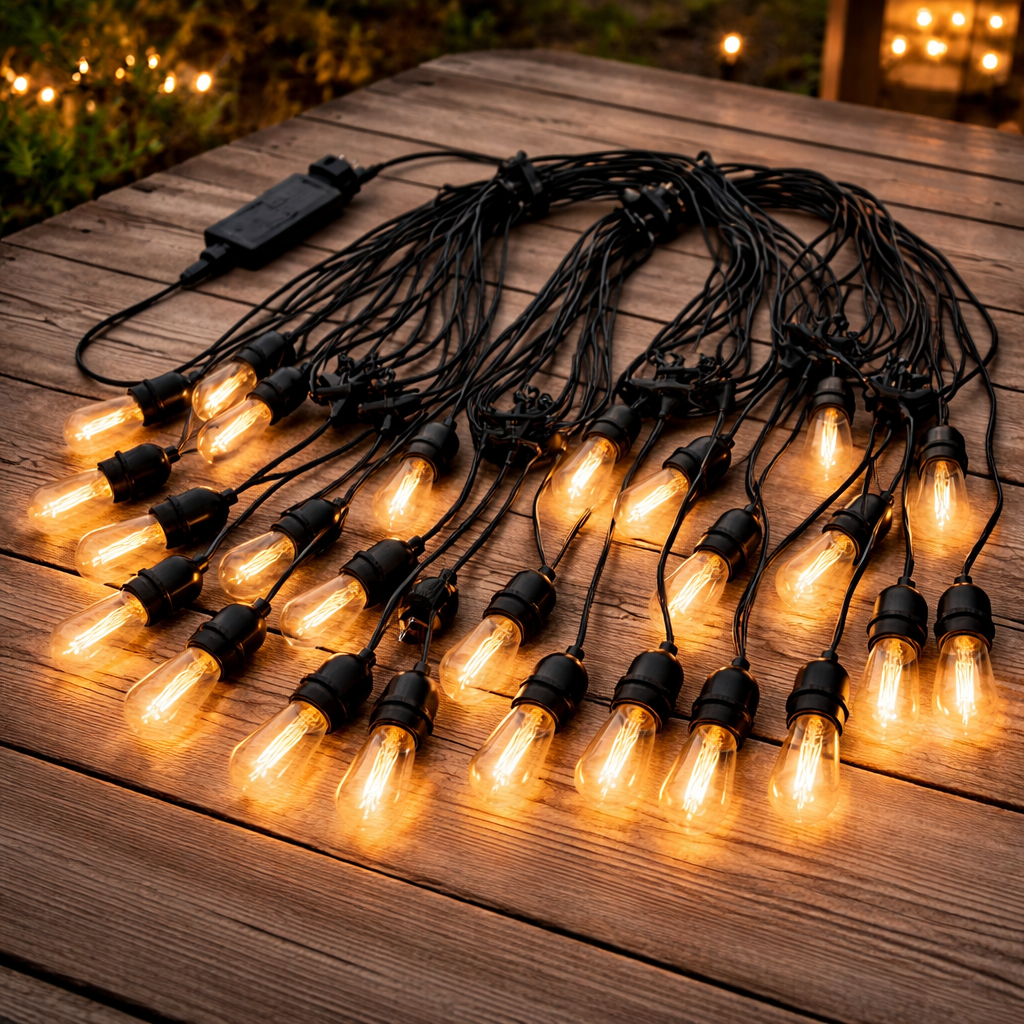 Ghirlanda luminoasa gradina sau terasa, interconectabila, fasung E27, IP65, 220V