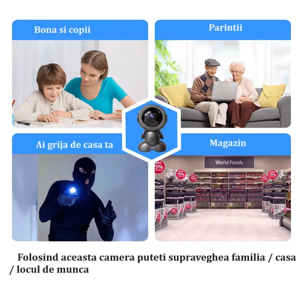 Camera de Supraveghere Robot WIFI 3MP Full HD 1080P Babymonitor Vedere Nocturna Rotire 355° - imagine principala