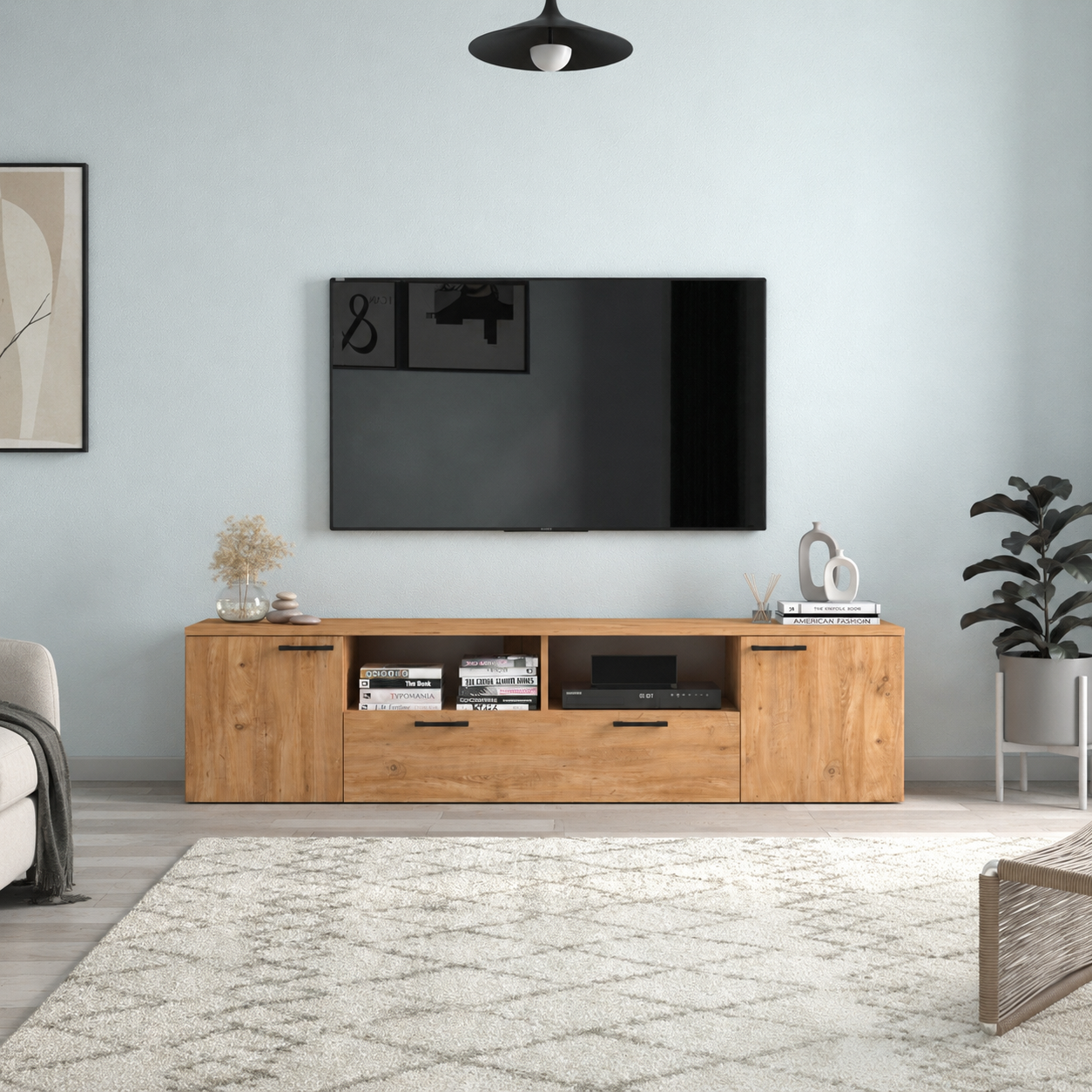 Comoda TV moderna din PAL 181,3x41x45,6 cm, pentru living