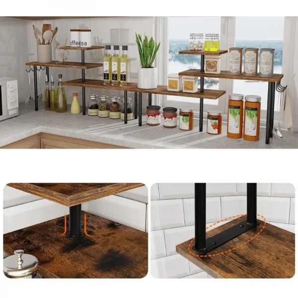 Etajera cu 3 polite din MDF, 5 picioare din metal, rotativ 180°, 66 x 17.5 x 38 cm