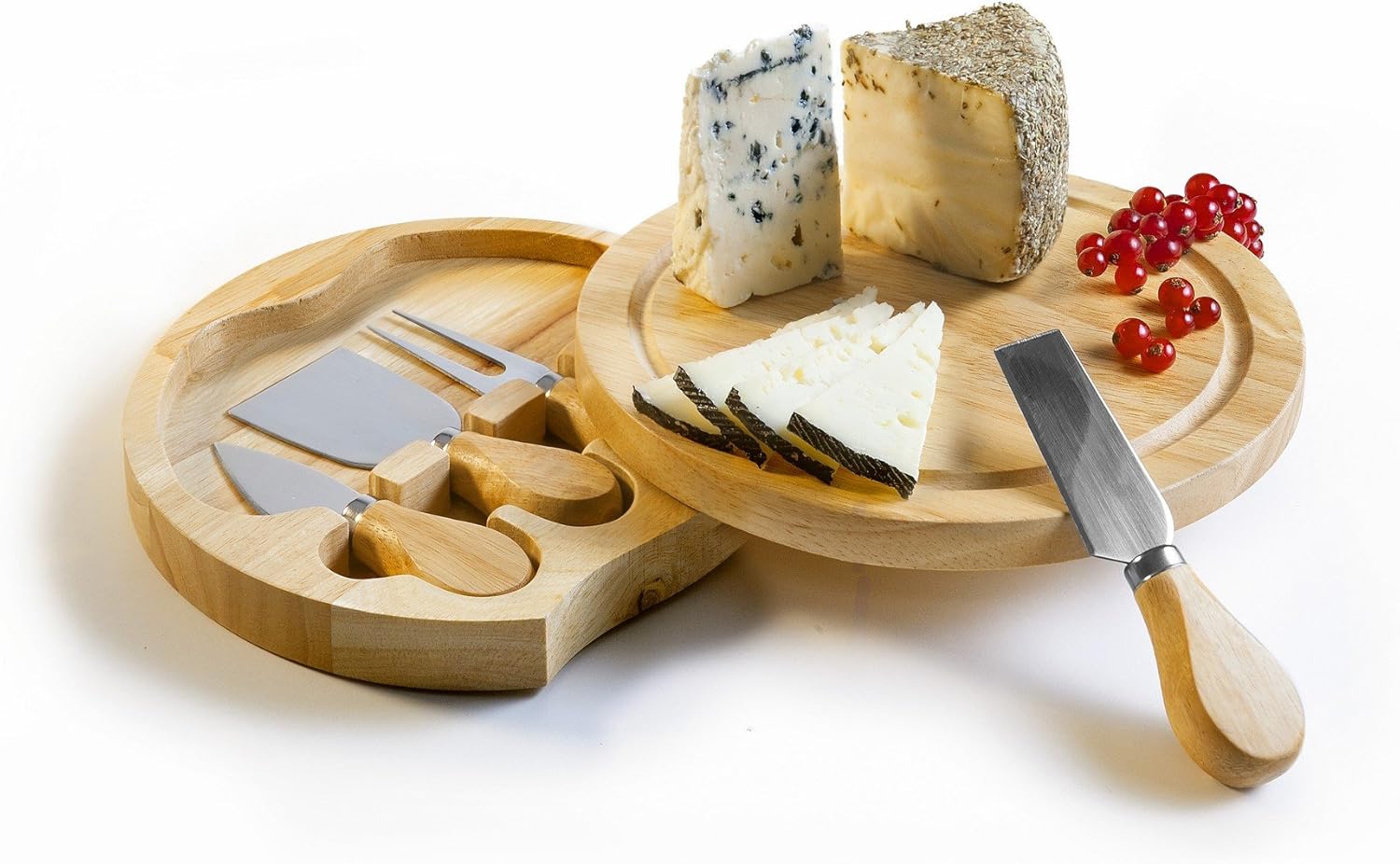 Platou de branzeturi cu ustensile pentru servire, din lemn, dimensiuni 36x18x1, 5 cm