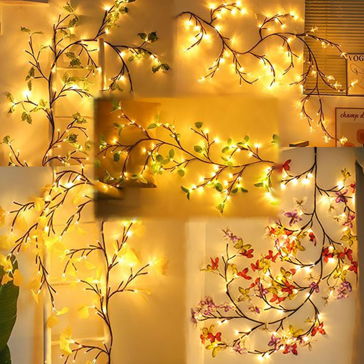 Ghirlanda luminoasa decorativa cu ramuri flexibile – 1.6 m, 72 LED-uri, telecomanda si alimentare USB