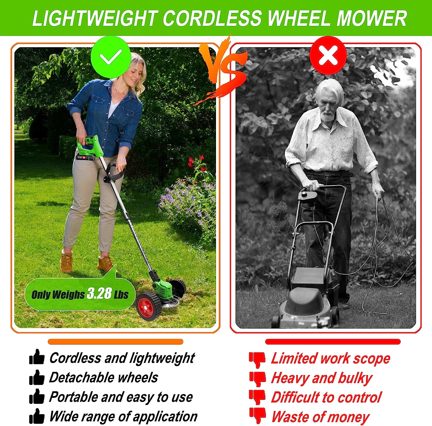 Motocoasa electrica 48V, 4000 mAh, 18000 RPM, cu acumulatori