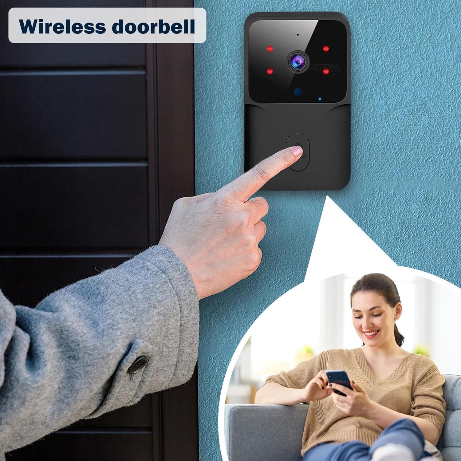 Sonerie Video Smart, Camera Supraveghere WiFi, Night Vision, Audio Bidirectional, Control Aplicatie Android/iOS