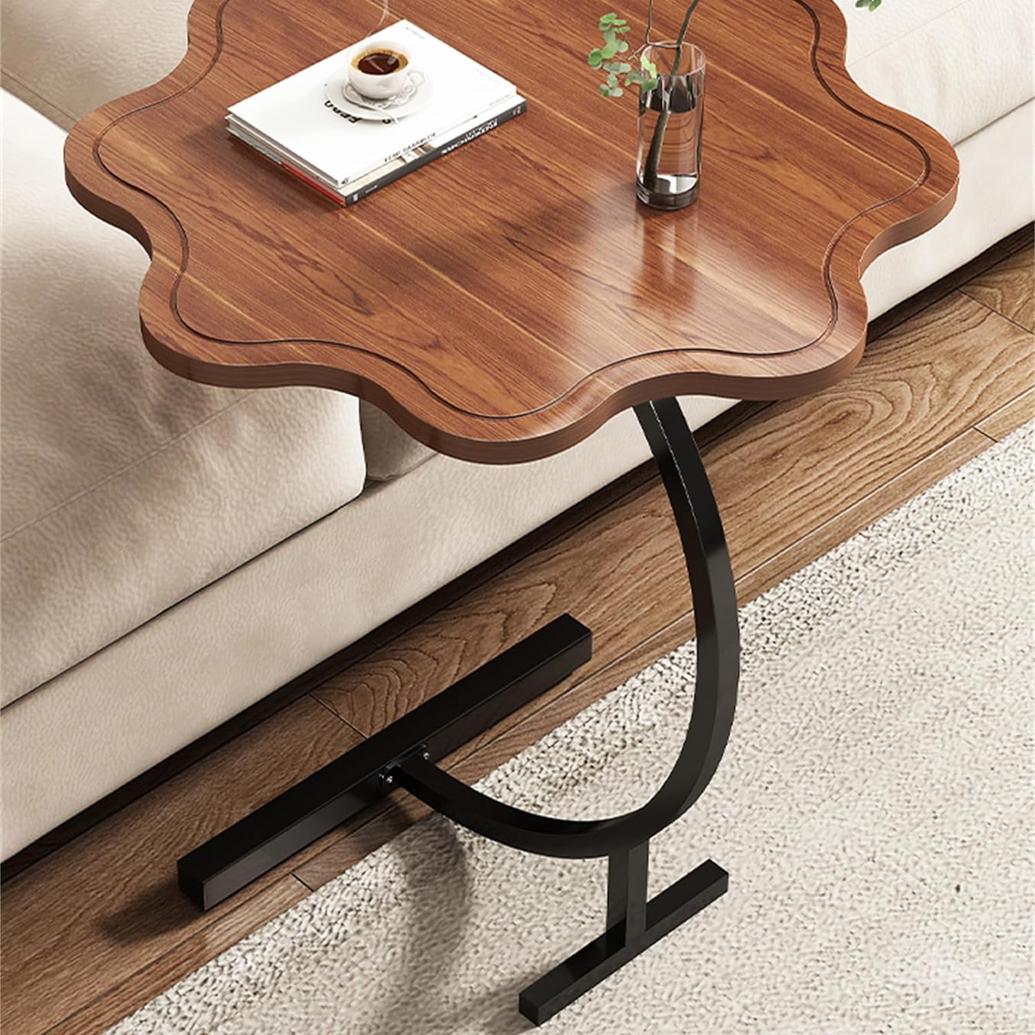 RESIGILAT - Masa rotunda în forma de "C", pentru laptop sau cafea în stil modern minimalist 25x30x60cm