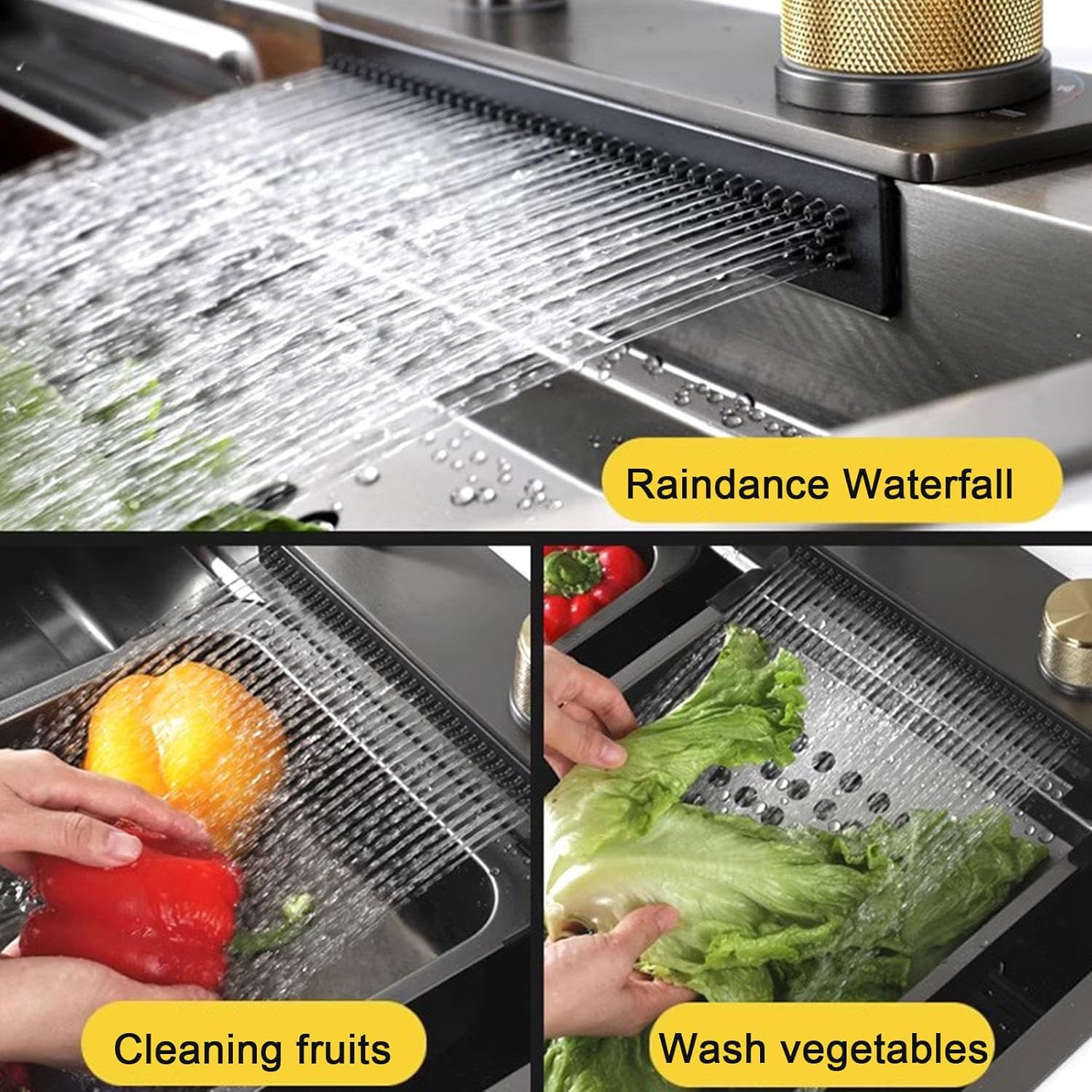 Set chiuveta bucatarie cu baterie cu dus extractibil și accesorii, culoare gri antracit