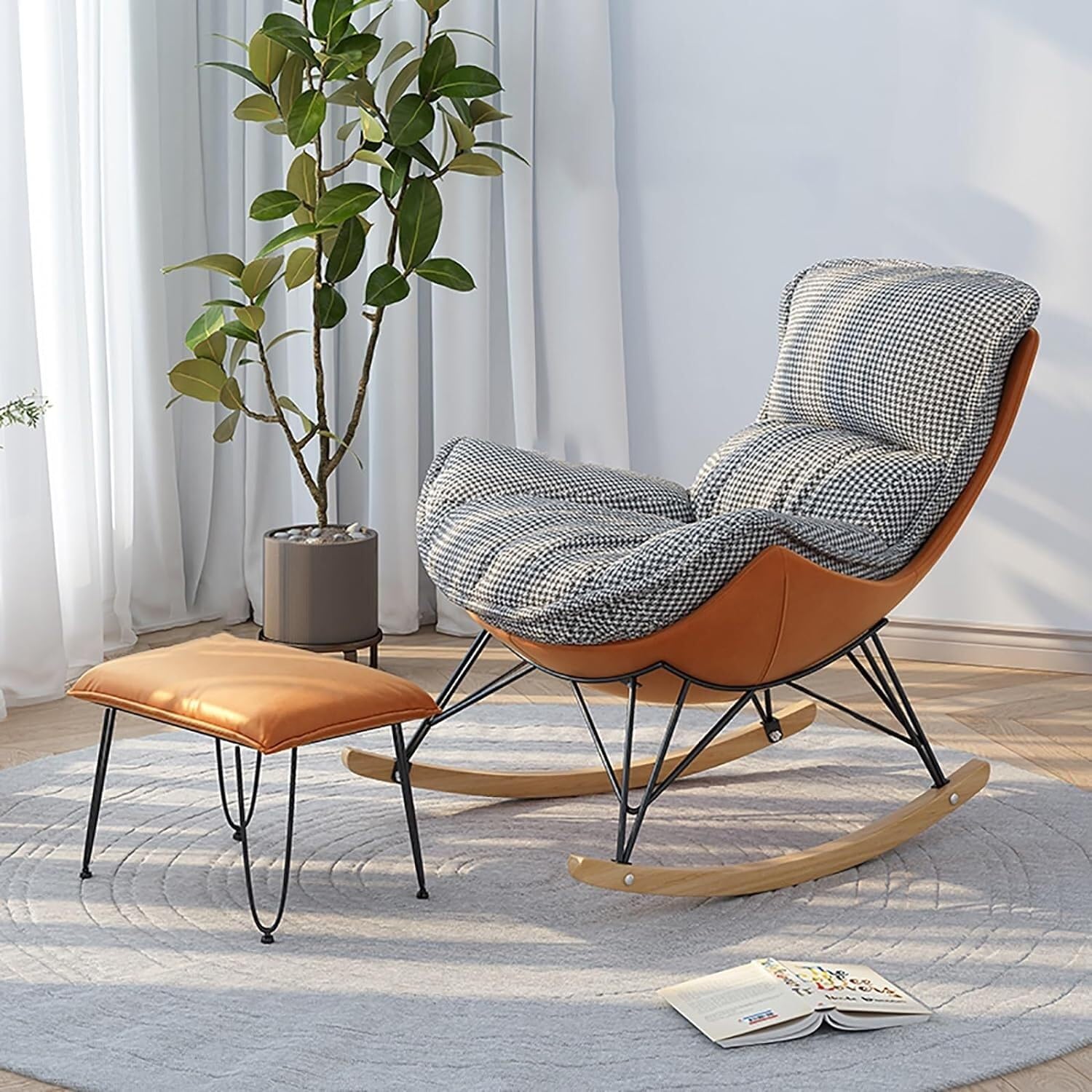 Fotoliu balansoar Lobster cu cadru metalic si perna de picior