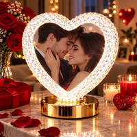 Rama Foto Inima cu LED Decorativa Finisaj Transparent Baza Metalica Cadou Cuplu Dimensiune 15x15 cm - detaliu produs