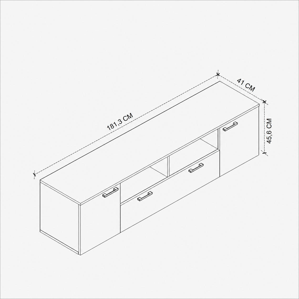 Comoda TV moderna din PAL 181,3x41x45,6 cm, pentru living