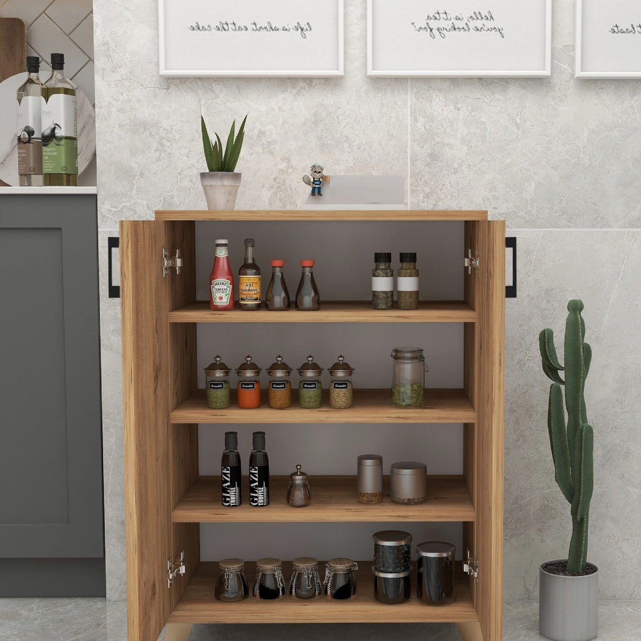 Dulap de depozitare multifunctional cu 2 uși și 4 rafturi, 72x32,5x88 cm